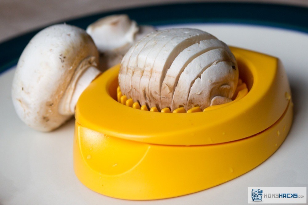 Need to cut up a bunch of mushrooms? Use an egg slicer to make